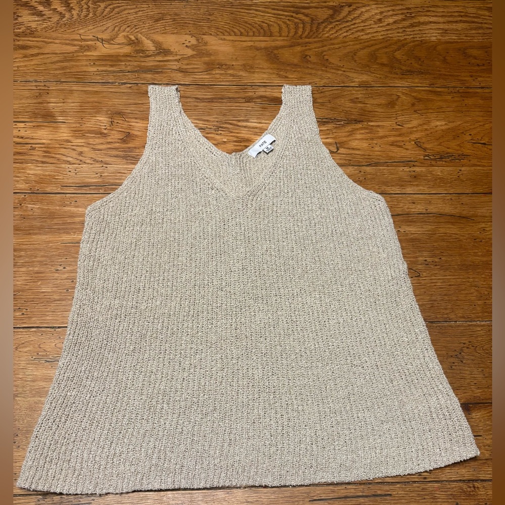 Gorgeous Beige Knit Euro Summer Quiet Luxury Camisole Layering Tank Top Sweater - Picture 3 of 9